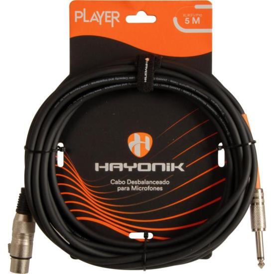 Cabo Para Microfone Player XLR(F) X P10 5m Preto Hayonik [F003]