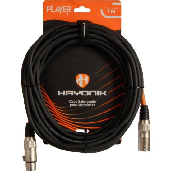 Cabo Para Microfone Player XLR(F) x XLR(M) 7m Preto Hayonik [F003]