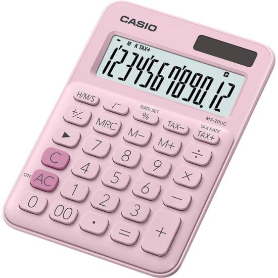 Calculadora de Mesa Casio MS20UC 12 Dígitos Rosa Claro [F002]