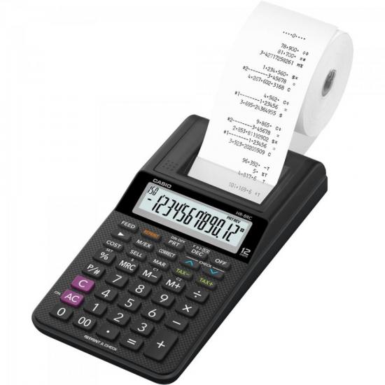 Calculadora Com Bobina Casio HR-8RC-WE-B-DC 12 Dígitos Preta [F002]