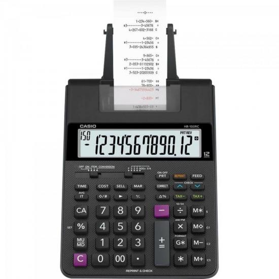Calculadora Com Bobina Casio HR-100RC 12 Dígitos Bivolt Preta [F002]