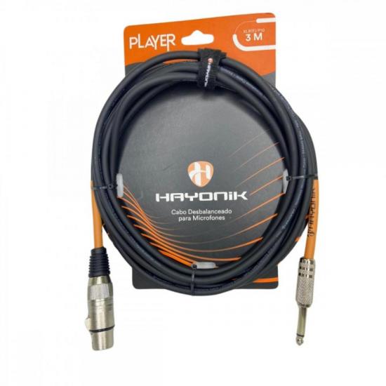 Cabo Para Microfone Player XLR(F) X P10 3m Preto Hayonik [F003]