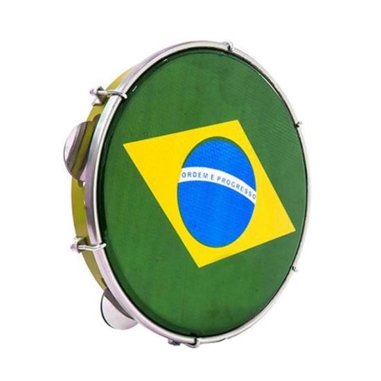 Pandeiro 10" Bandeira do Brasil Amarelo Luen [F002]