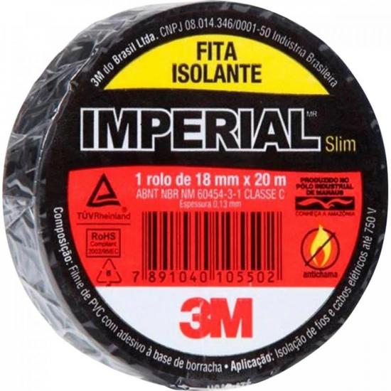 Fita Isolante 18mmx20m Imperial Silm Preta 3M - DEZ / 10 [F002]