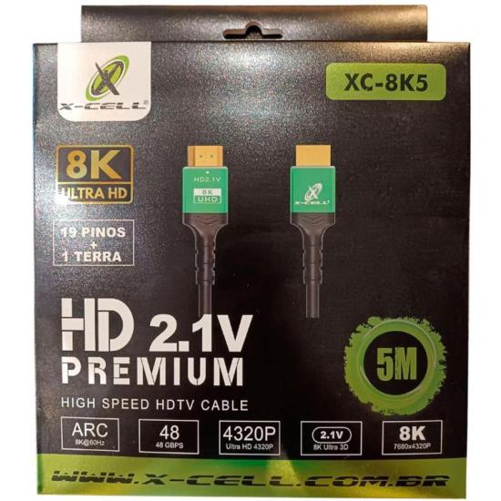 Cabo HDMI 2.1 8k 5m Flex Premium Preto [F002]