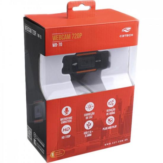 Webcam C3Tech WB-70BK USB HD 720p Preto [F002] - HUDDSON STORE