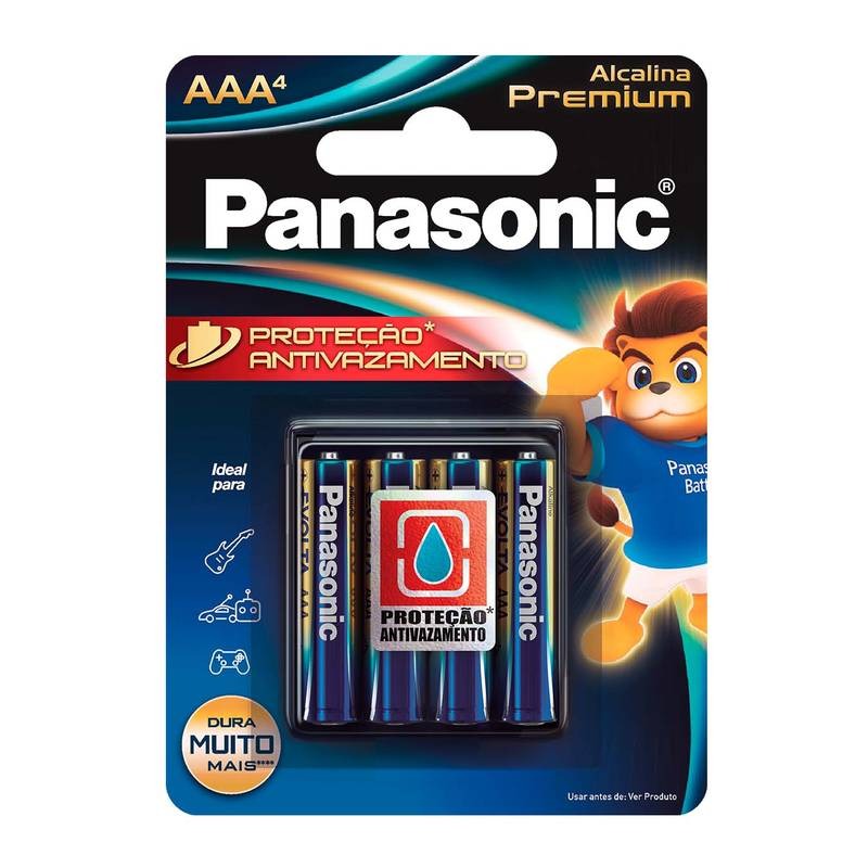 Pilha Alcalina Premium Panasonic Aaa Palito 04 Unidades Lr03egr/4b96 [F108] - HUDDSON STORE
