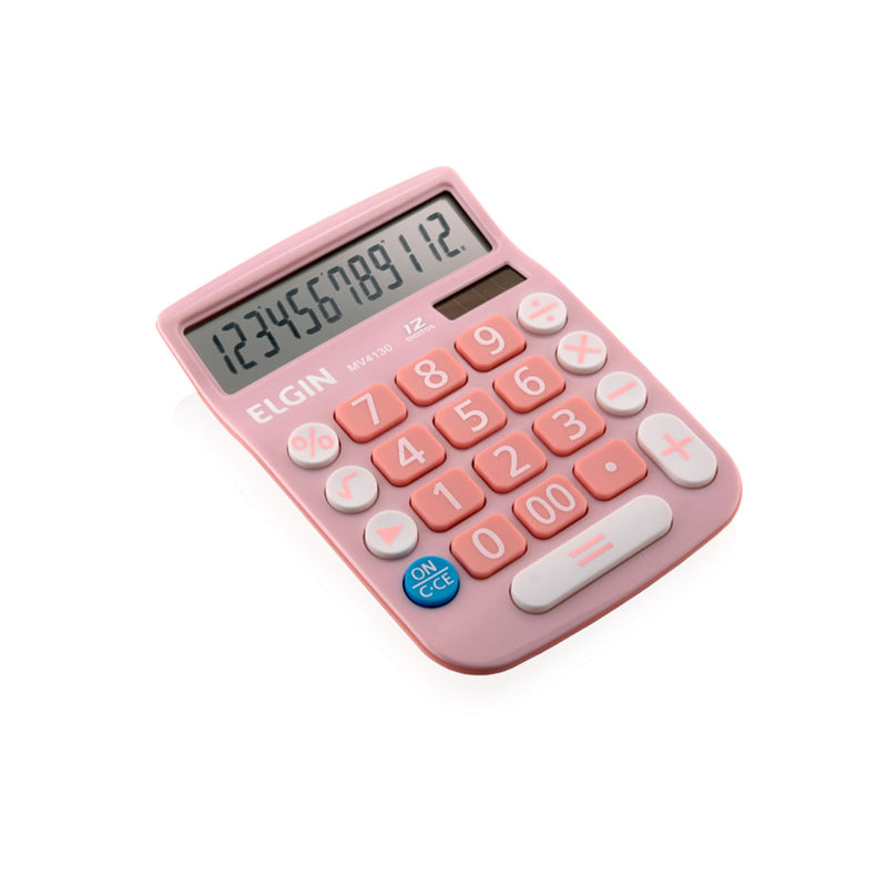 Calculadora De Mesa 12 Digitos Cor Rosa Mv-4130 Elgin [F108]