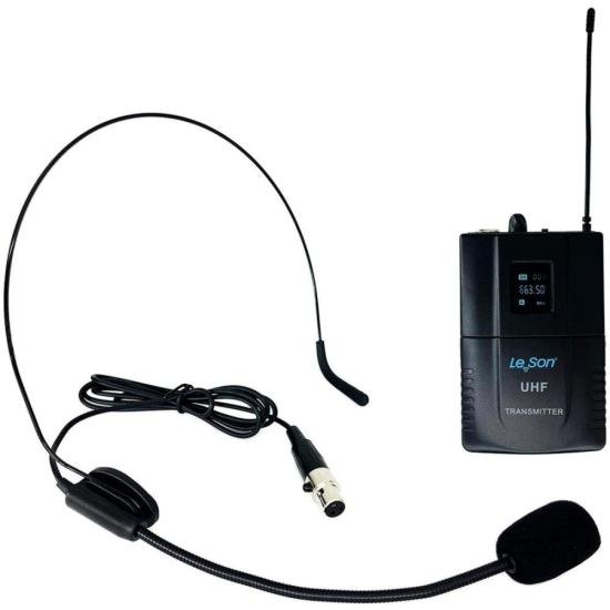 Sistema de Microfone Sem Fio Duplo Headset Bodypack Leson LS902 Preto [F002]