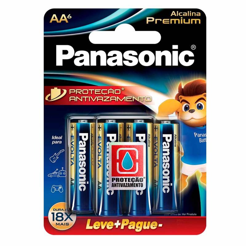 Pilha Alcalina Premium Panasonic Aa Pequena 06 Unidades Lr6egr/6b96 [F108] - HUDDSON STORE
