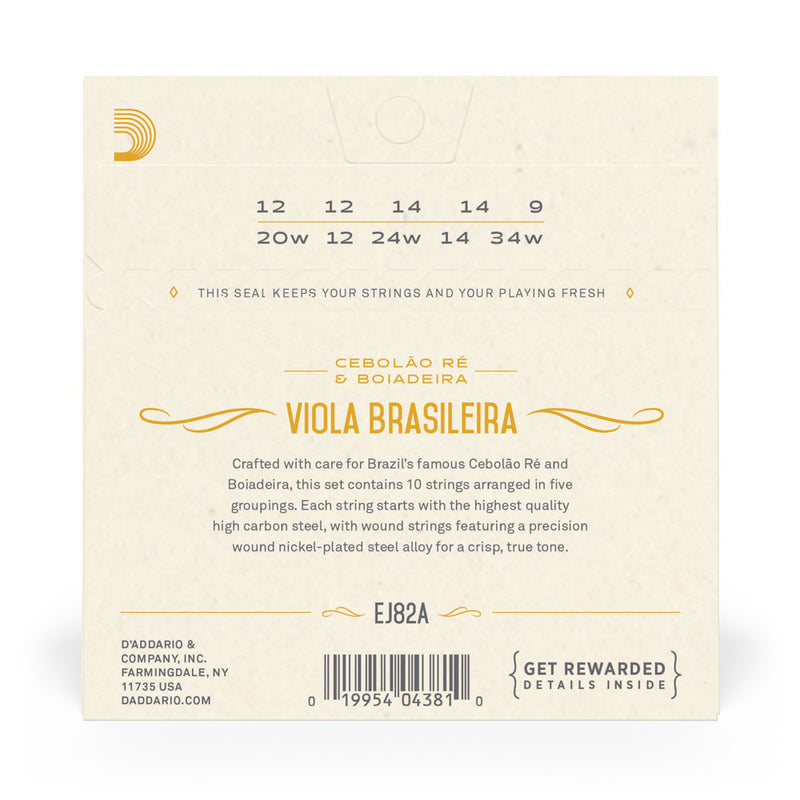 Encordoamento Viola Brasileira D Addario Nickel-Plated EJ82A [F035]