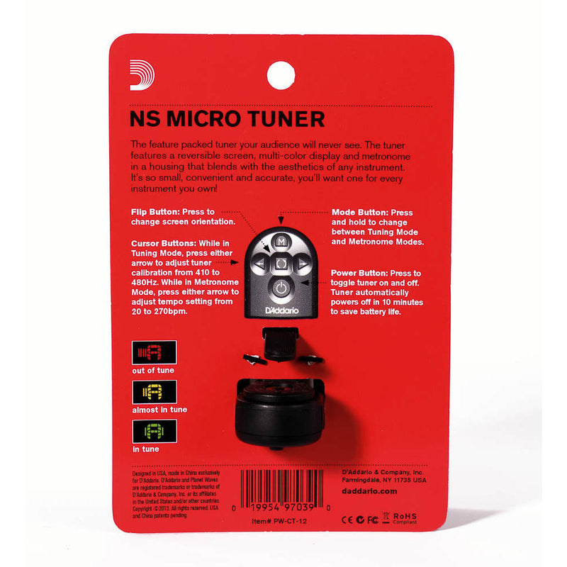 Afinador Cromático D Addario Micro Headstock Tuner PW-CT-12 [F035] - HUDDSON STORE